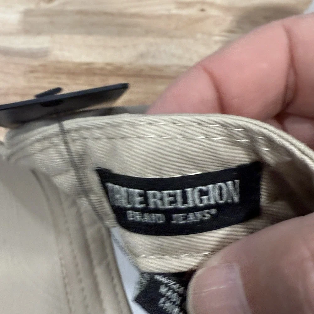 True‎ Religion Beige Baseball Cap Buddha Logo Embroidered Adjustable Hat NWT
